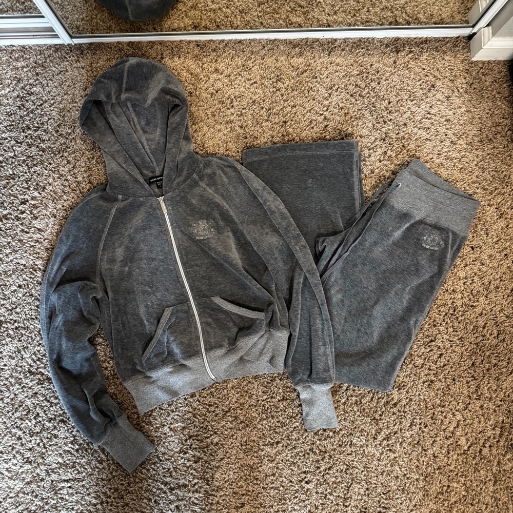 Vintage Y2K Velour Bebe Grey Sweatsuit